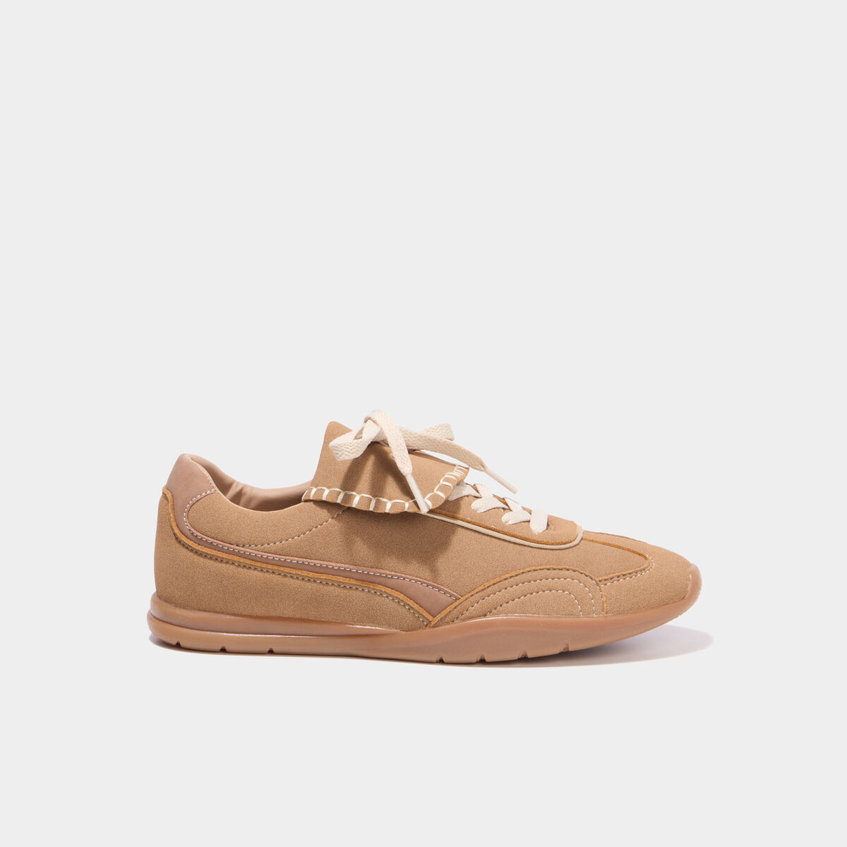 Tennis su&eacute;dine languettes amovibles marron femme