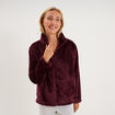 Veste de pyjama col montant polaire prune femme