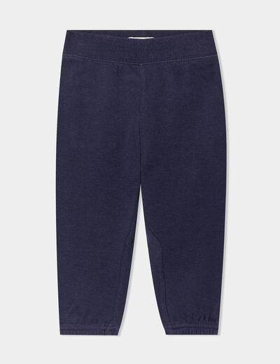 Pantalon jogging taille élastiquée coton bleu marine bébé garçon