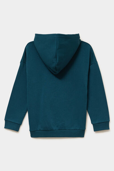 Sweat &agrave; capuche hoodie oversize bleu canard gar&ccedil;on