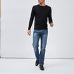 Pull droit col rond coton m&eacute;lang&eacute; noir homme