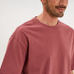 T-shirt col rond coupe relax coton &eacute;pais vieux rose homme