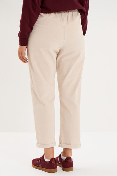 Pantalon taille haute velours 7/8&egrave;me sable femme