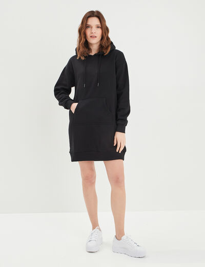 Robe sweat à capuche noir femme