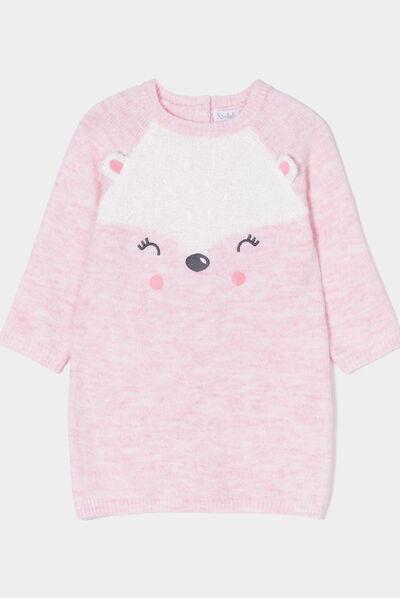 Robe pull longueur genou Kimbaloo rose bébé fille