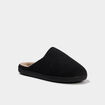Chaussons mules velours fourr&eacute;s lavables taupe homme