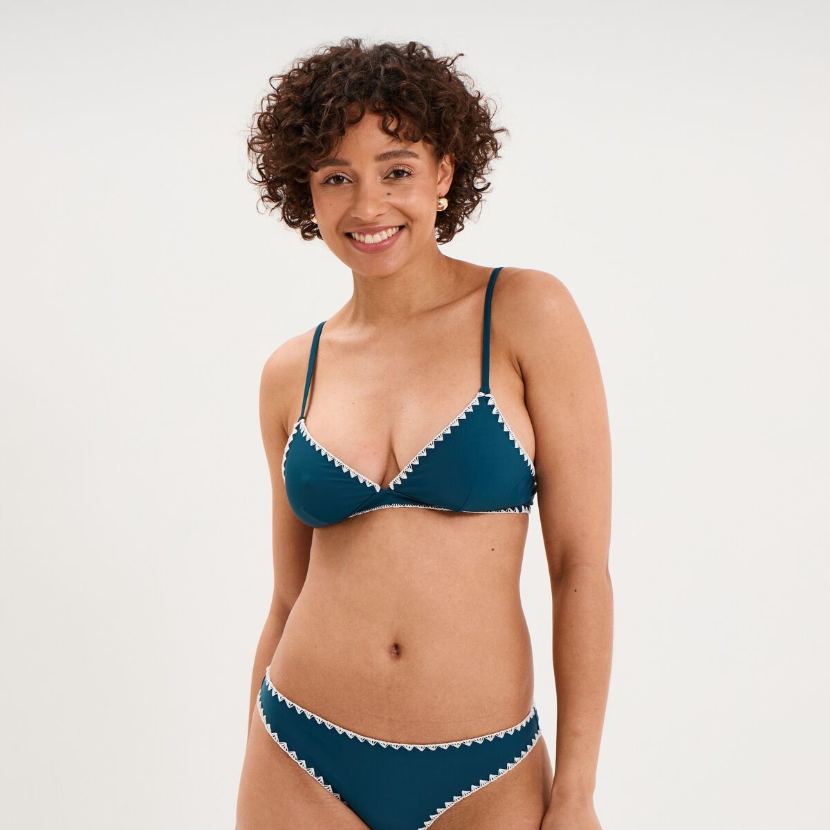 Haut de maillot de bain triangle bleu p&eacute;trole femme