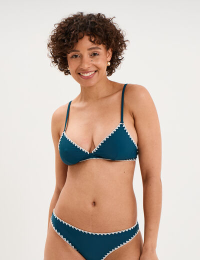 Haut de maillot de bain triangle bleu p&eacute;trole femme