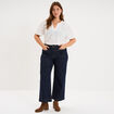 T-shirt broderie anglaise col tunisien blanc femme grande taille