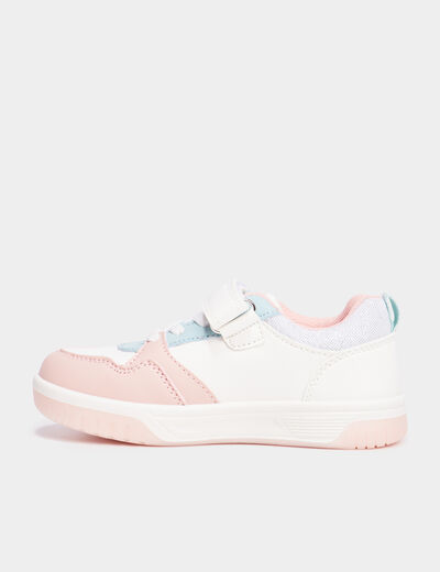 Tennis basses à scratchs blanc fille
