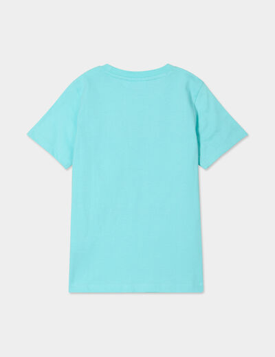 T-shirt manches courtes coton Mario bleu turquoise garçon