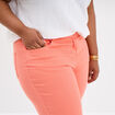 Pantalon corsaire skinny taille haute rose corail femme grande taille