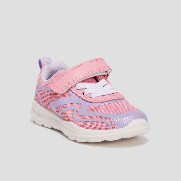 Baskets running à lacets rose bébé fille
