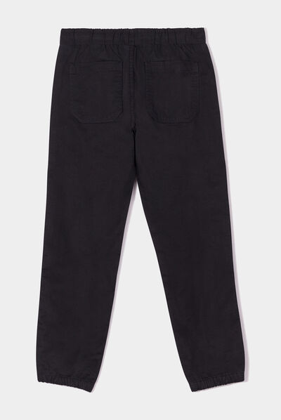 Pantalon regular taille élastiquée coton noir garçon