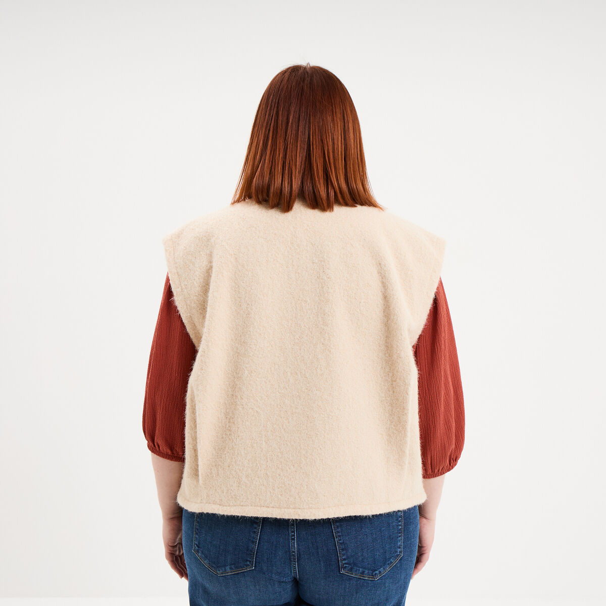 Veste sans manches sable femme grande taille