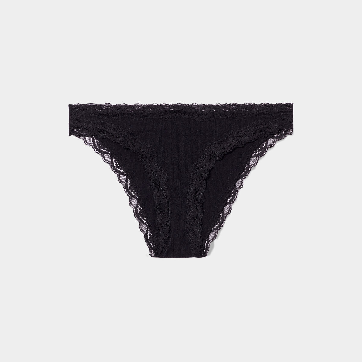 Culotte sans couture effet côtelé noir femme
