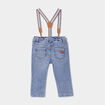 Jean stretch taille élastiquée bretelles denim double stone bébé garçon