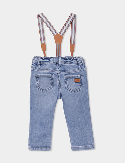 Jean stretch taille élastiquée bretelles denim double stone bébé garçon