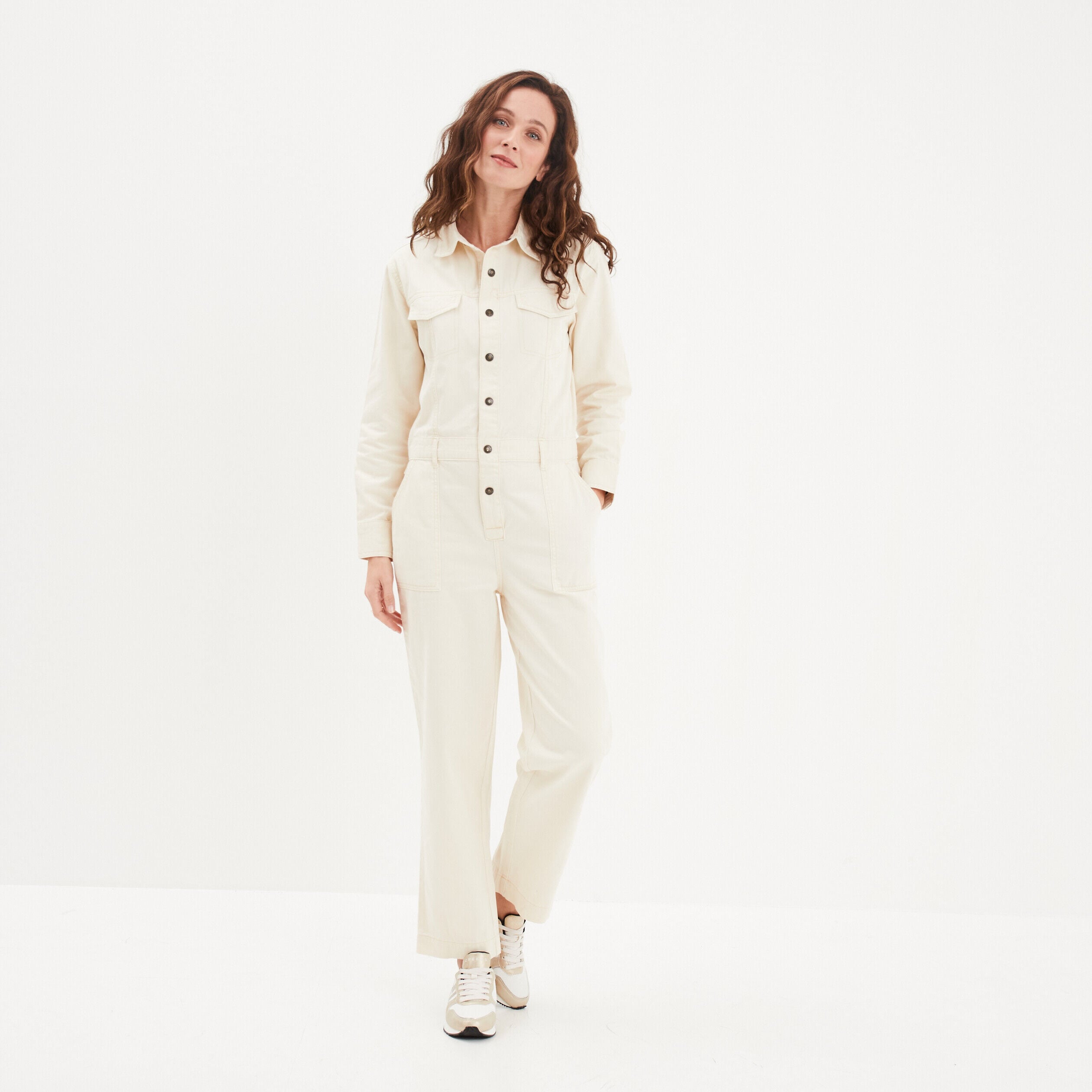 Combinaison pantalon boutonnée Liberto ecru femme LIBERTO