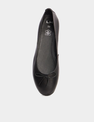 Ballerines plates en cuir noir femme