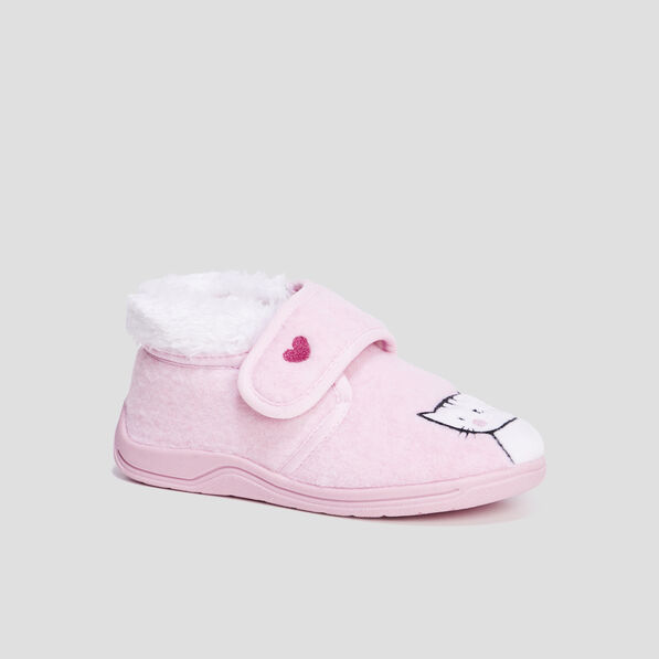 Chaussons bottillons fourrés forme chat rose fille
