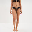 Tanga micro dentelle marron femme