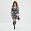 Robe cache-coeur manches 3/4 bouffantes ecru femme