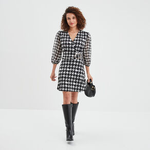 robe cache coeur manches 34 bouffantes ecru femme Robe cache-coeur manches 3/4 bouffantes ecru femme