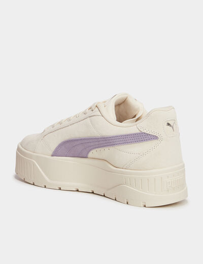 Tennis basses suédine en cuir Puma ivoire femme