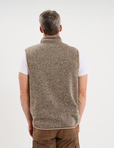 Gilet sans manches col montant marron homme