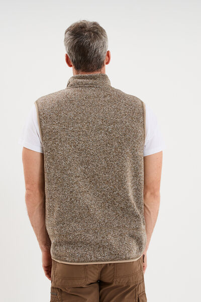 Gilet sans manches col montant marron homme