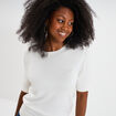 Pull manches courtes col rond blanc femme