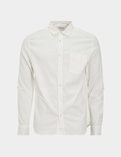 Chemise manches longues lin majoritaire blanc homme
