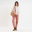 Blouse col tunisien manches 3/4 coton blanc femme