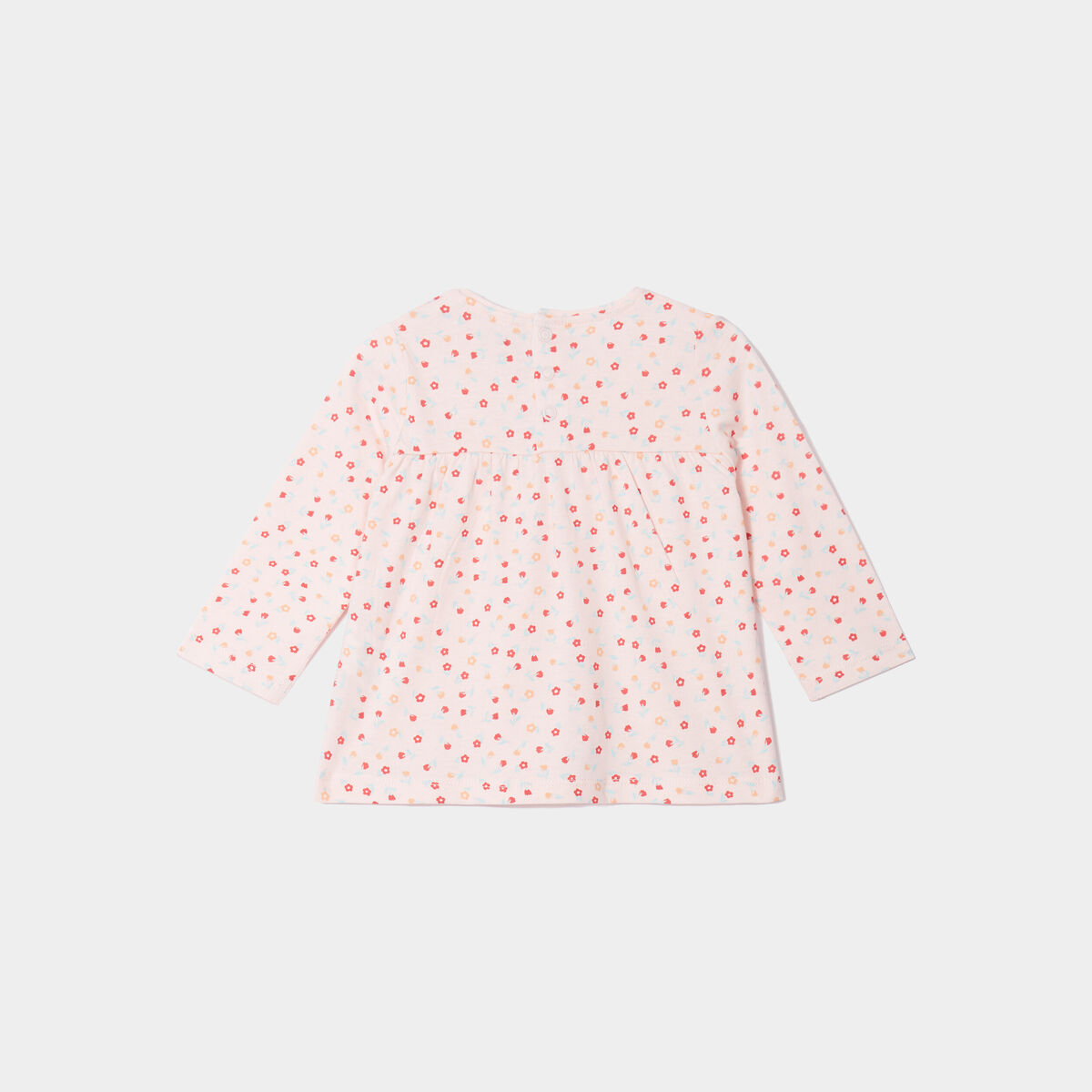 T-shirt ample manches longues coton rose clair bébé fille