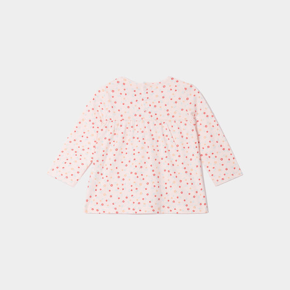 T-shirt ample manches longues coton rose clair bébé fille