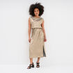 Robe midi droite sans manches jaune or femme