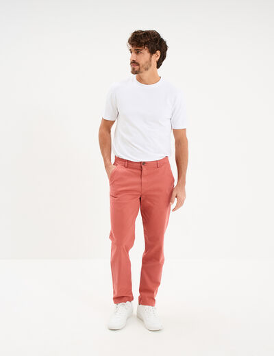 Pantalon chino droit stretch vieux rose homme