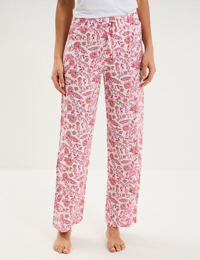 Pantalon de pyjama fluide ecru femme