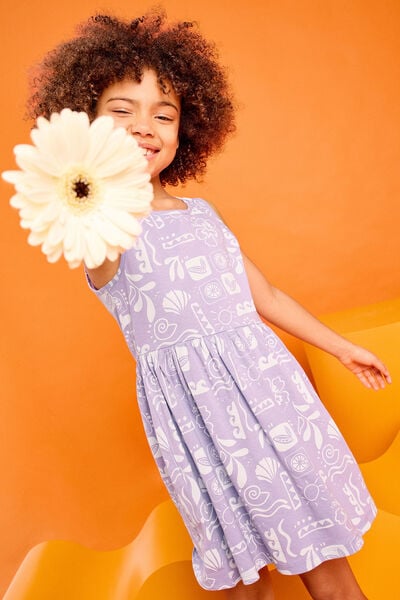 Robe patineuse sans manches coton parme fille