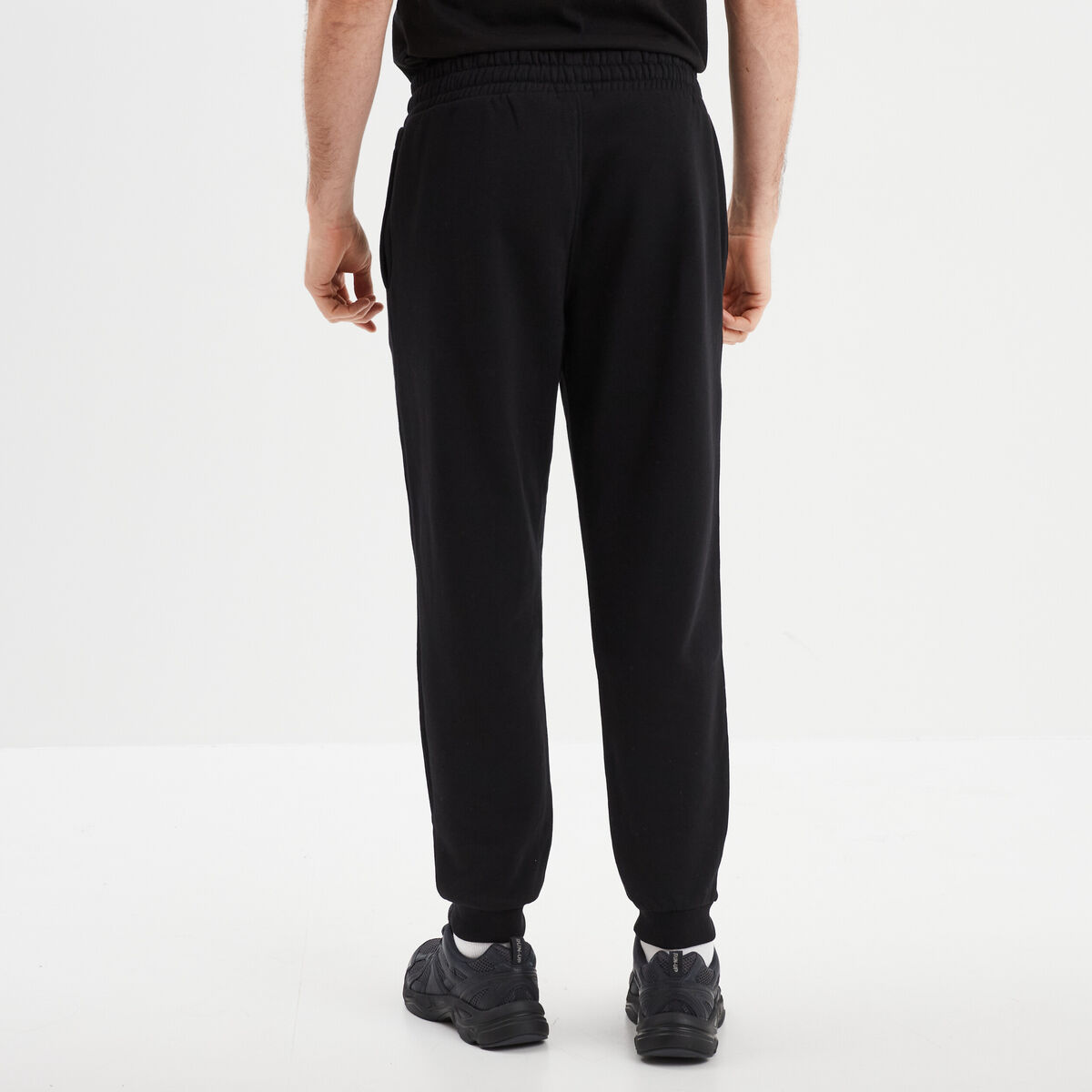 Pantalon jogging droit molleton noir homme