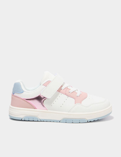 Tennis basses &agrave; scratchs bout renforc&eacute; blanc fille