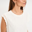 D&eacute;bardeur emmanchures &agrave; dentelle coton ecru femme