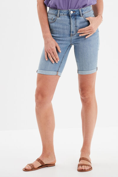 Bermuda en jean slim denim double stone femme