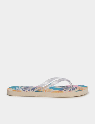 Tongs entredoigts &agrave; paillettes multicolore femme