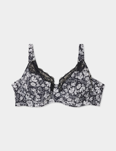 Soutien-gorge corbeille microfibre noir femme grande taille