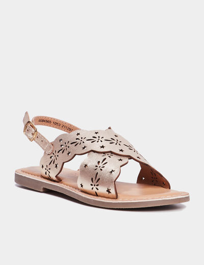 Sandales perforations en cuir Creeks jaune or fille