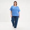 Pull manches courtes col rond bleu femme grande taille