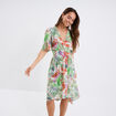 Robe asymétrique midi manches courtes blanc femme
