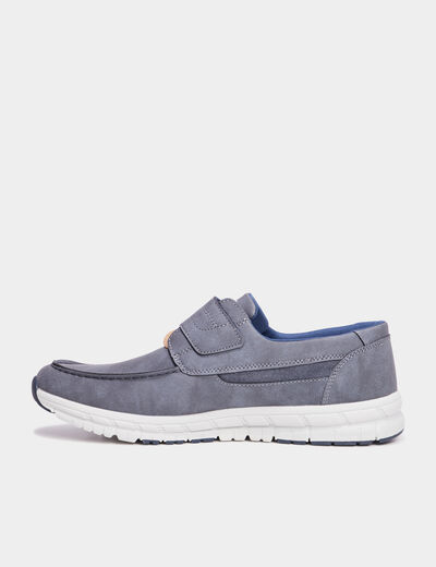 Chaussures bateau à scratchs bleu homme